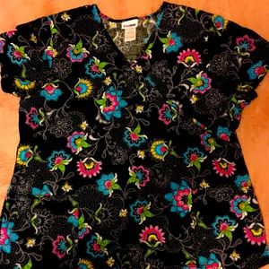 Mandela styled flowered scrub top